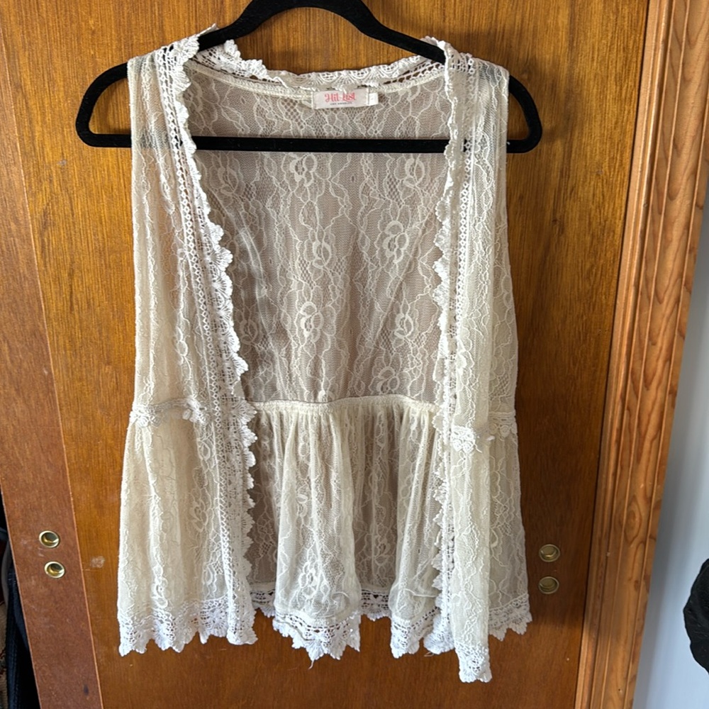 Lace tank cardigan size large.